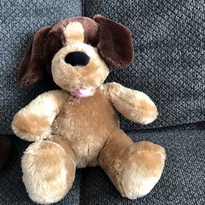 A cozy stuffed dog